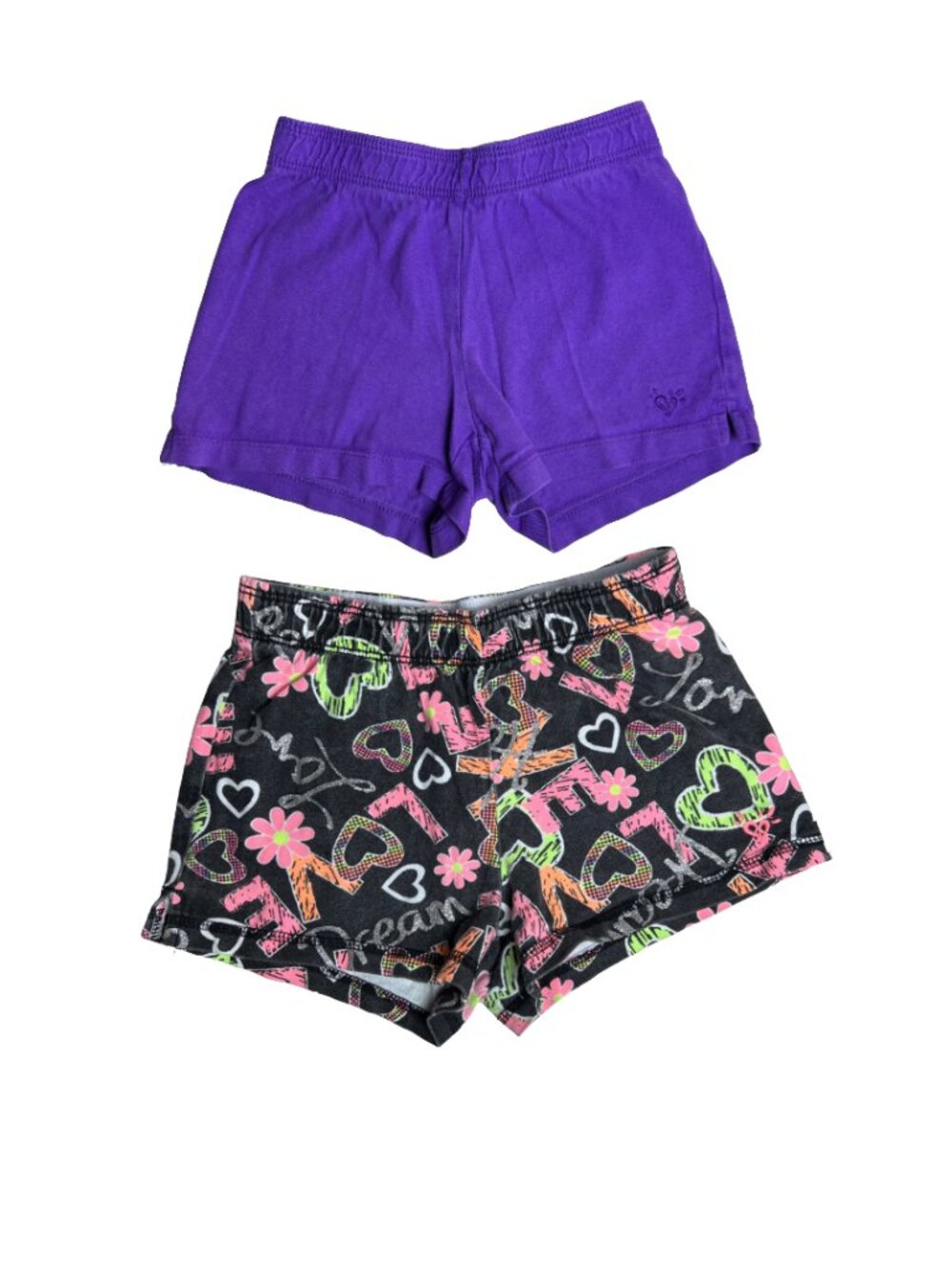 Justice Girls Shorts Set Black Floral Purple Size 7